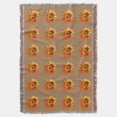 Orangenzinnie Blume auf braunem Grund Decke (Vorderseite Vertikal)