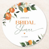 Orangenzitrus-Brautparty Runder Pappuntersetzer (Vorderseite)
