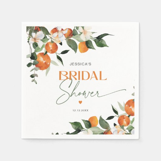 Orangenzitrus-Brautparty Serviette (Vorderseite)