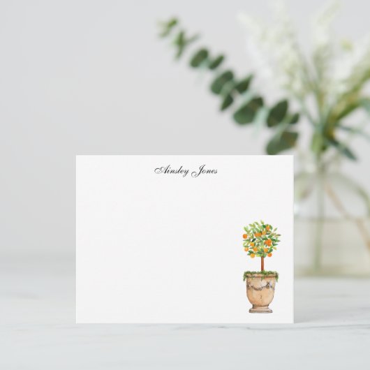 Orangenzitrus topiary Illustration Notes Dankeskarte (Stehend Vorderseite)