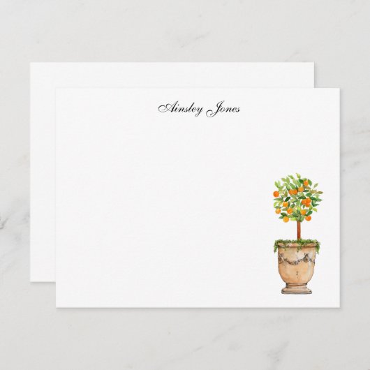 Orangenzitrus topiary Illustration Notes Dankeskarte (Vorne/Hinten)