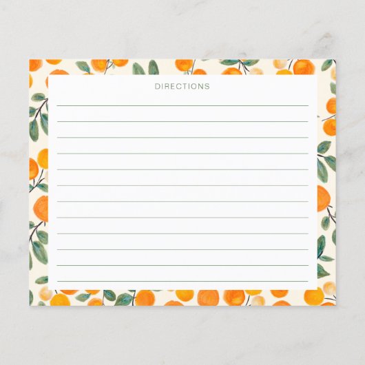 Orangenzitrusfrüchte-Muster-Rezeptkarte (Rückseite)