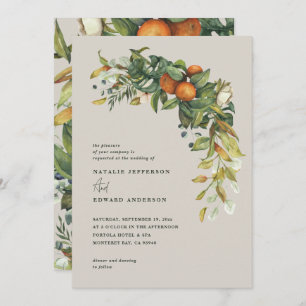 Orangenzitrusgraue botanische Hochzeit