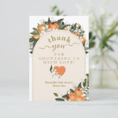 Orangenzitrusgrenerie Kleine Süsse Kinderdusche Dankeskarte (Stehend Vorderseite)