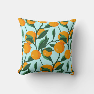Orangenzweige, Vintager Zitrusdruck. Kissen