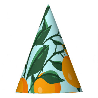 Orangenzweige, Vintager Zitrusdruck. Partyhütchen