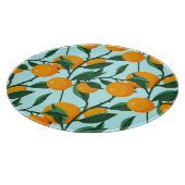 Orangenzweige, Vintager Zitrusdruck. Schneidebrett (Ecke)