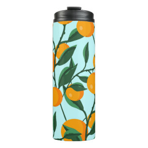 Orangenzweige, Vintager Zitrusdruck. Thermosbecher