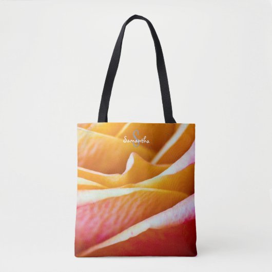 Orangepinkfarbene Rosen-Tasche Tasche (Vorderseite)