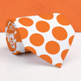 Orangepolka-Punkte auf weißer maßgeschneiderter Kr Krawatte