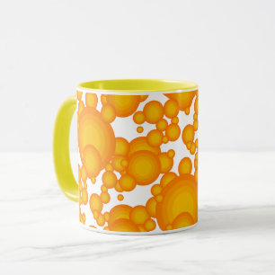 Oranger 70er-Jahre-Styling-Kreise wie Kaffee-Blase Tasse