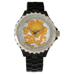 Oranger 70er stylt Kreise wie Blasen Armbanduhr