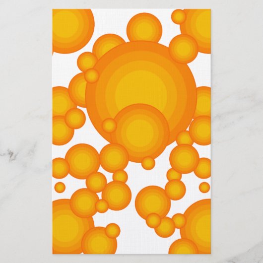 Oranger 70er stylt Kreise wie Blasen Briefpapier (Vorderseite)