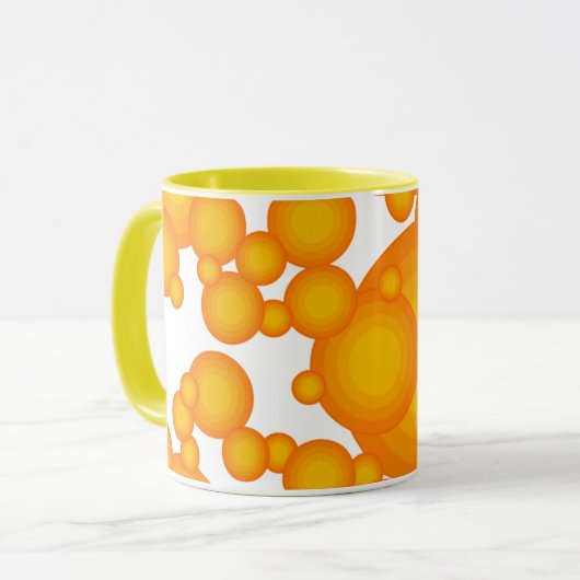 Oranger 70s styling circles like bubbles coffee mu tasse (Vorderseite Links)