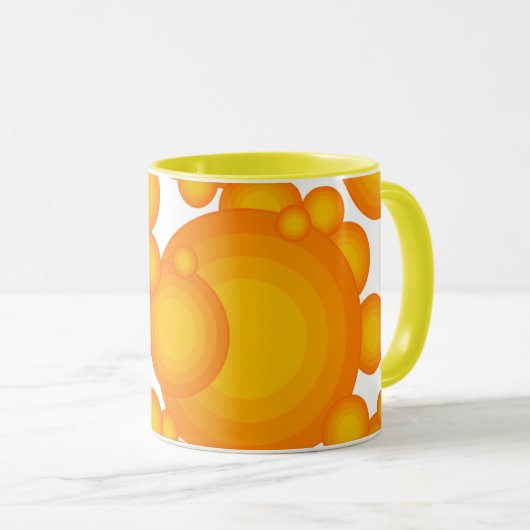 Oranger 70s styling circles like bubbles coffee mu tasse (VorderseiteRechts)