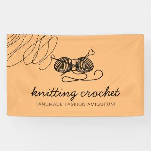 Oranger Amigurumi-Garn-Strick-Häkeln-Künstler Banner