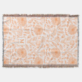 Oranger Blumenmonogramm-Wurfdecke Decke (Vorderseite)