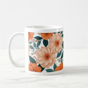 Oranger Blumiger Becher Kaffeetasse
