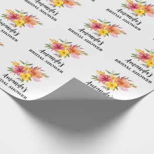 Oranger Blumiger Brautjungfernabschied Geschenkpapier