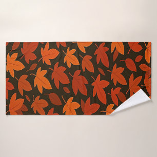 Oranger Boho-Herbstlaub Badehandtuch