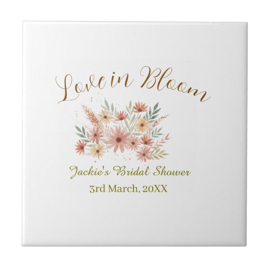 Oranger Boho-Liebe-in-Blüte-Junggesellinnenabschie Fliese (Vorderseite)