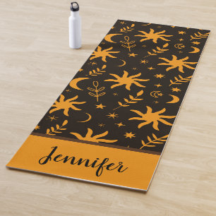 Oranger Boho-Sonne und Mond Benutzername Yogamatte