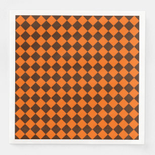 Oranger Brauner Diamant-Schachbrettmuster Serviette