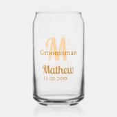 Oranger Brautführer-Name Buchstabe Datum männlich  Dosenglas (Vorderseite)