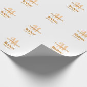 Oranger Brautführer-Name Buchstabe Datum männlich  Geschenkpapier (Ecke)