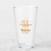Oranger Brautführer-Name Buchstabe Datum männlich  Glas (Rückseite)