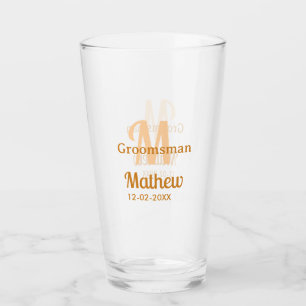 Oranger Brautführer-Name Buchstabe Datum männlich  Glas