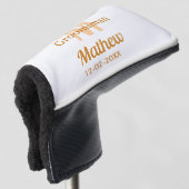 Oranger Brautführer-Name Buchstabe Datum männlich Golf Headcover (3/4 Vorderseite)