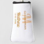 Oranger Brautführer-Name Buchstabe Datum männlich Golf Headcover (Rotieren 90)