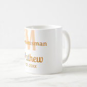 Oranger Brautführer-Name Buchstabe Datum männlich  Kaffeetasse (VorderseiteRechts)