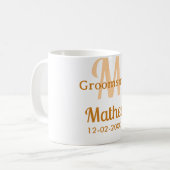 Oranger Brautführer-Name Buchstabe Datum männlich  Kaffeetasse (Vorderseite Links)