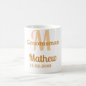 Oranger Brautführer-Name Buchstabe Datum männlich  Kaffeetasse (Mittel)