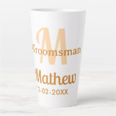 Oranger Brautführer-Name Buchstabe Datum männlich  Milchtasse (Vorderseite)
