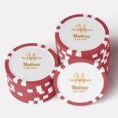 Oranger Brautführer-Name Buchstabe Datum männlich Pokerchips (Stapel)