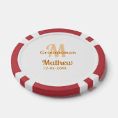 Oranger Brautführer-Name Buchstabe Datum männlich Pokerchips (Einzeln)