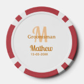 Oranger Brautführer-Name Buchstabe Datum männlich Pokerchips (Rückseite)