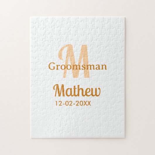 Oranger Brautführer-Name Buchstabe Datum männlich  Puzzle (Vertikal)