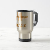 Oranger Brautführer-Name Buchstabe Datum männlich Reisebecher (VorderseiteRechts)