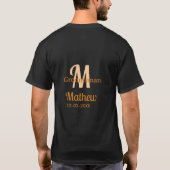 Oranger Brautführer-Name Buchstabe Datum männlich  T-Shirt (Rückseite)