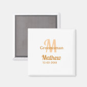 Oranger Brautführer-Name Buchstabe Datum männliche Magnet (Vorderseite/Rückseite)