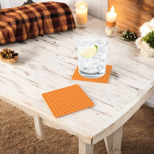 Oranger Buffalo-Plaid-Feiertag Rechteckiger Pappuntersetzer
