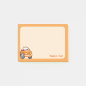 Oranger Cartoon-Auto Post-it Klebezettel (Vorderseite)
