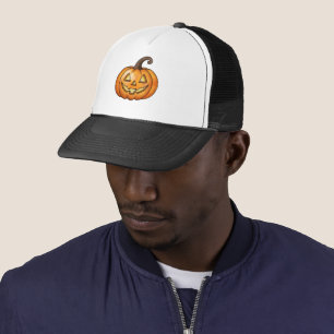 Oranger Cartoon-Jack-O-Lantern-Kürbis-Halloween Truckerkappe