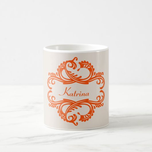 Oranger Chic Damask Becher Kaffeetasse (Mittel)