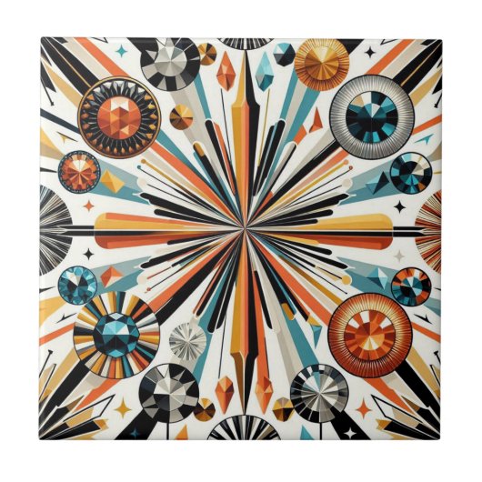 Oranger Diamant Mid Century Modern Fliese (Vorderseite)