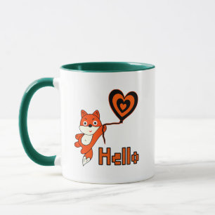 Oranger Fuchs mit Herz Tasse
